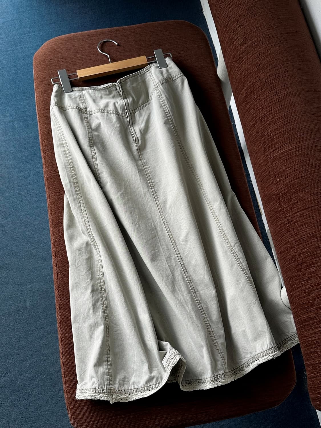 Light denim washed deisgn long skirt 상품이미지2