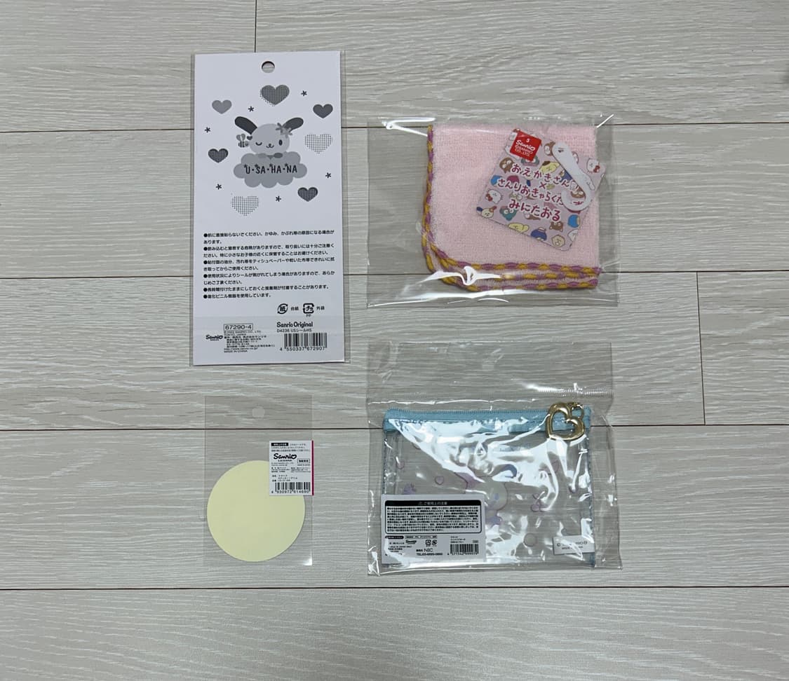 우사하나 에폭시 씰/데님 조각 스티커+오에카키 손수건+pvc파우치 상품이미지2