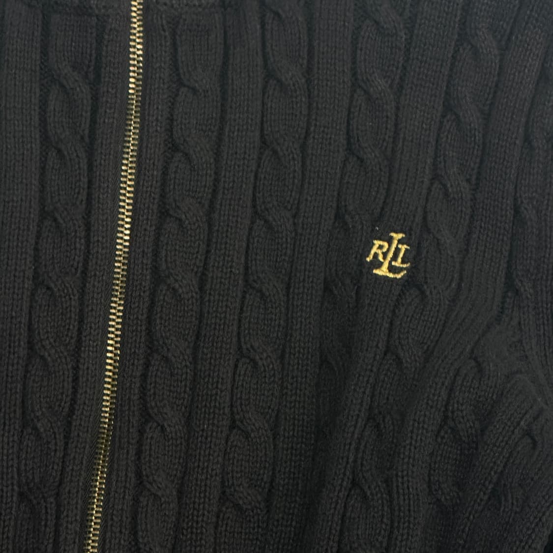 로렌랄프로렌금장 블랙 꽈배기 니트 집업 빈티지 슬림 나나깔 펑크 쇠맛 상품이미지4