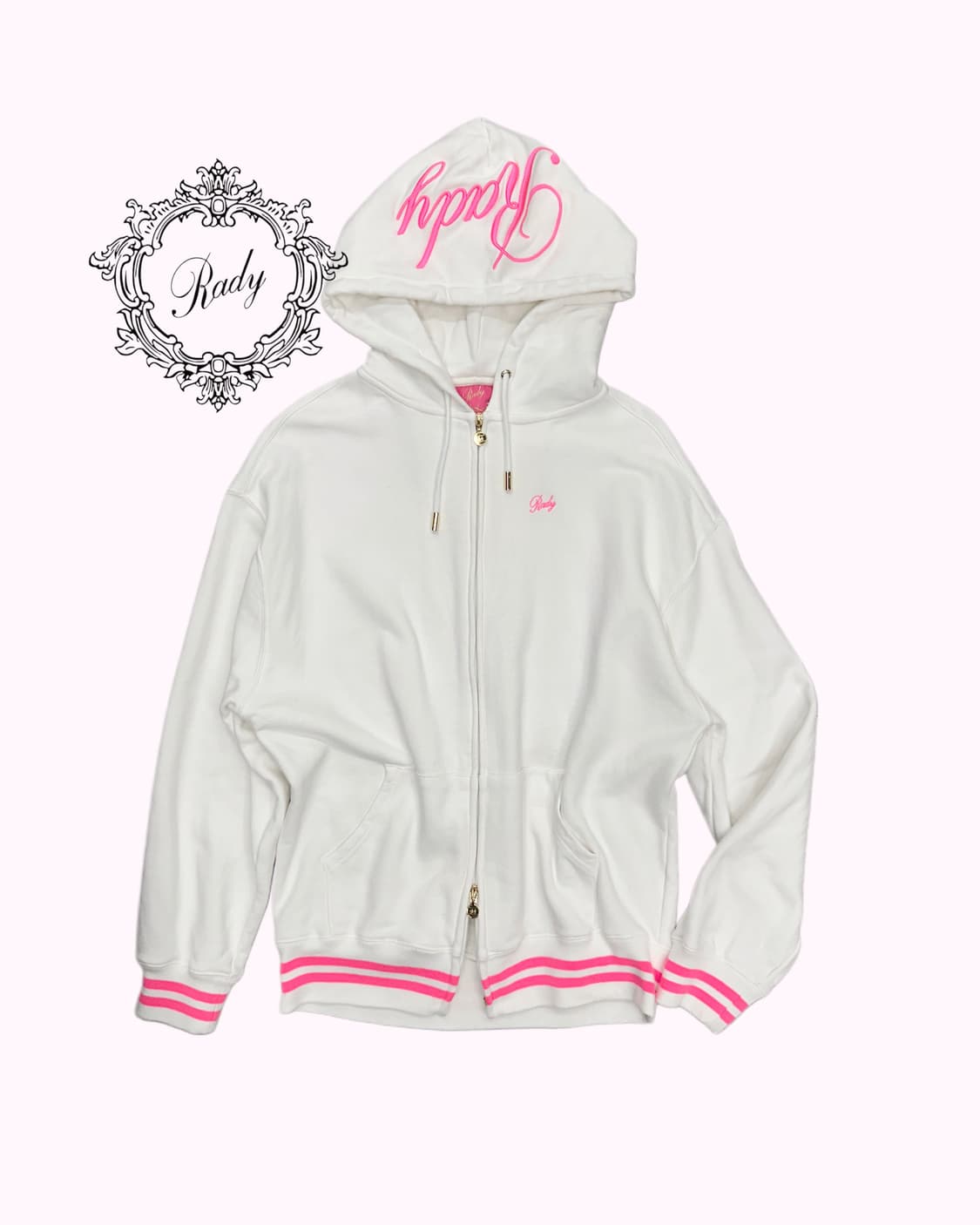 RADY white pink logo hood zip-up 상품이미지1