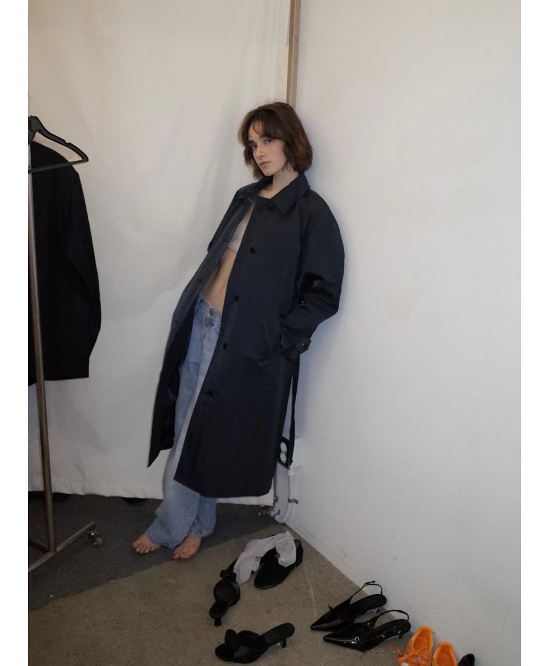 포에토 트렌치 코트 네이비 상품이미지3