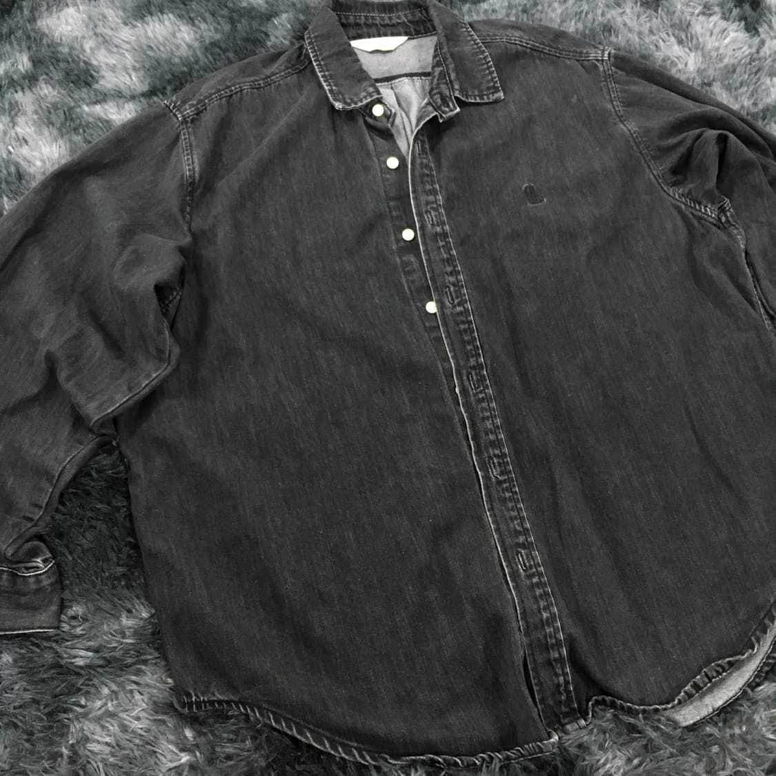 투티/0150 라퍼지스토어 블랙 흑청 데님 셔츠 상품이미지3