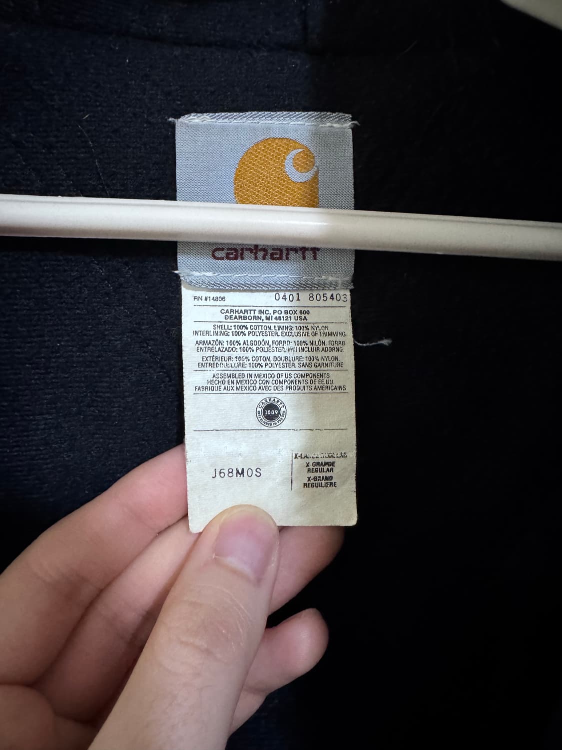 착샷 o) 칼하트 액티브자켓 J68 MOS XL 판매합니다 상품이미지3