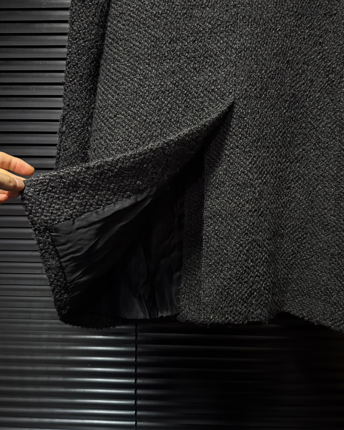 솔리드옴므 우영미 울 혼방 트위드 더블 코트 차콜 블랙 검정 48 100 상품이미지5