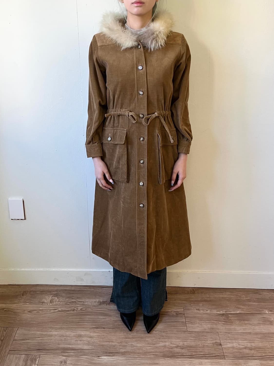 입생로랑 골지 후드퍼 코트 상품이미지5