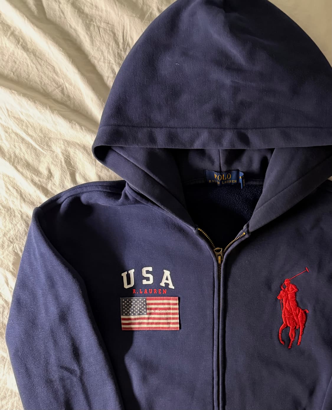 폴로 빅포니 성조기 후드집업 네이비 상품이미지1