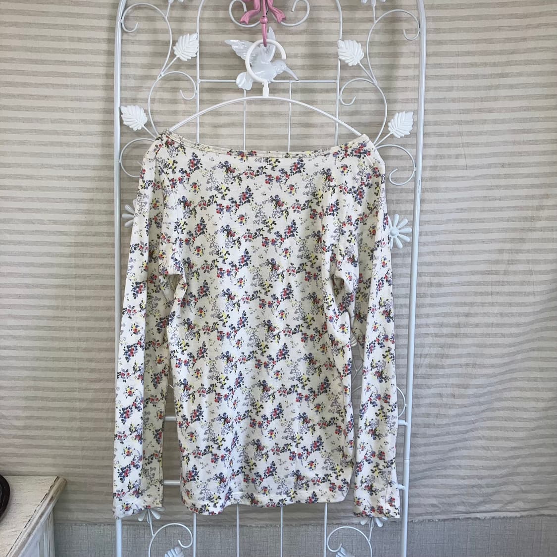 jpn vintage 아이보리 플라워 패턴 롱슬리브 y2k 스트릿 갸루  상품이미지5