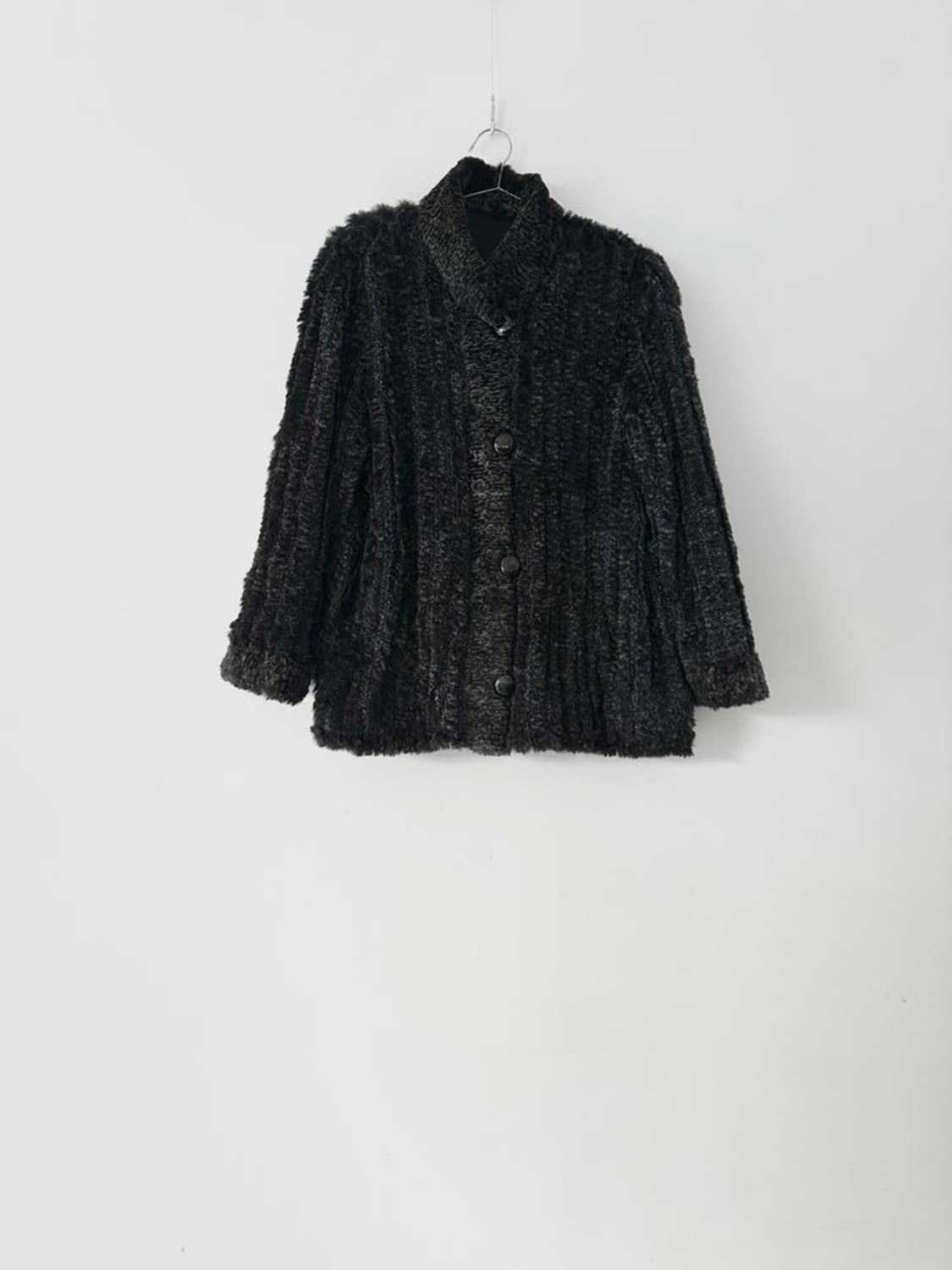 Pannel detail fur jacket / charcoal 상품이미지1