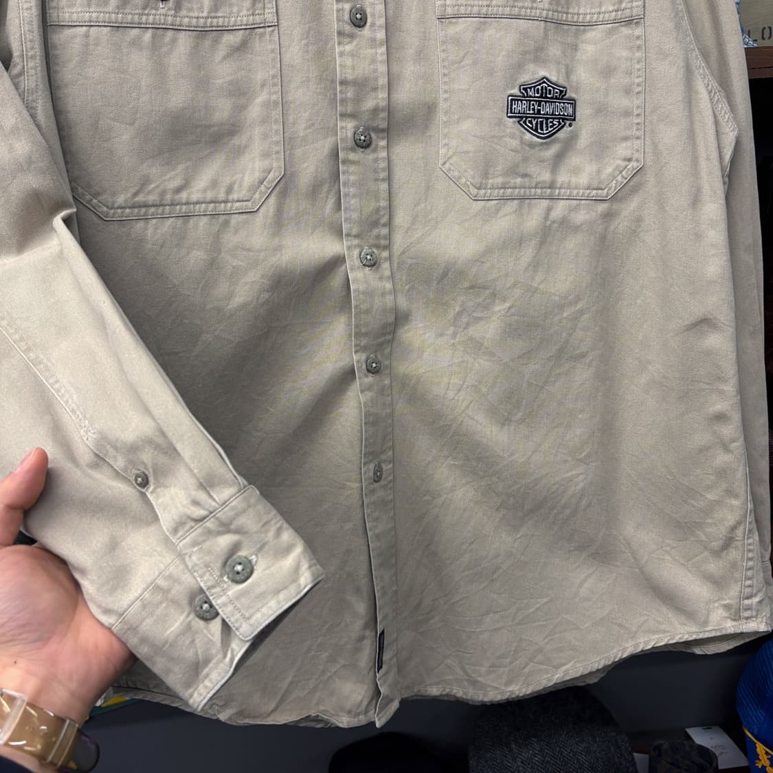 00s 할리데이비슨 멕시코 생산 미니쉴드 코튼트윌 가라지셔츠 N281 상품이미지4