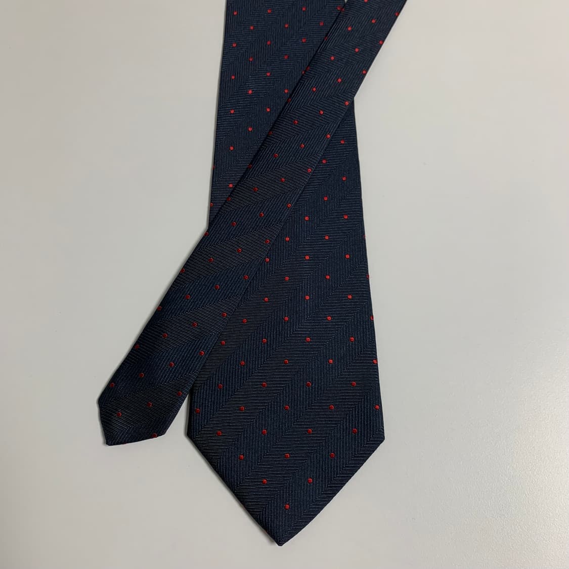 랑방(LANVIN) 네이비컬러 도트 명품넥타이 100실크 최상급 상품이미지3