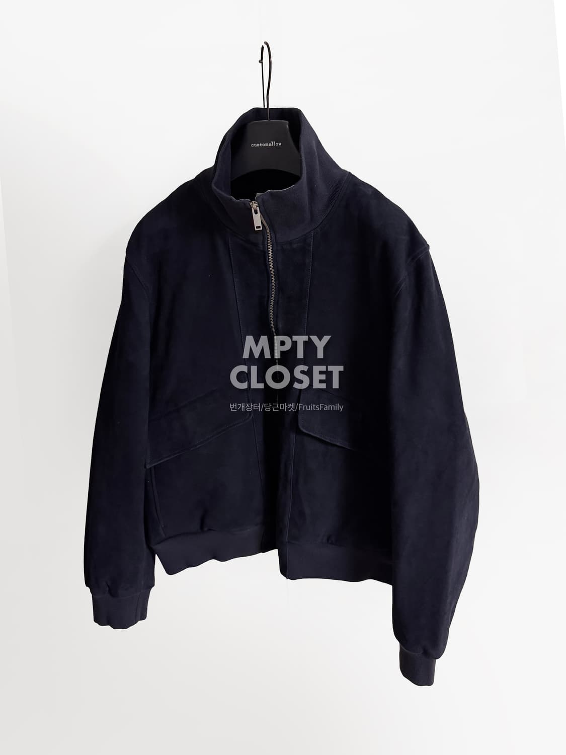 [M] COS 컬렉션 하이넥 스웨이드 플라이트 자켓 네이비 상품이미지1