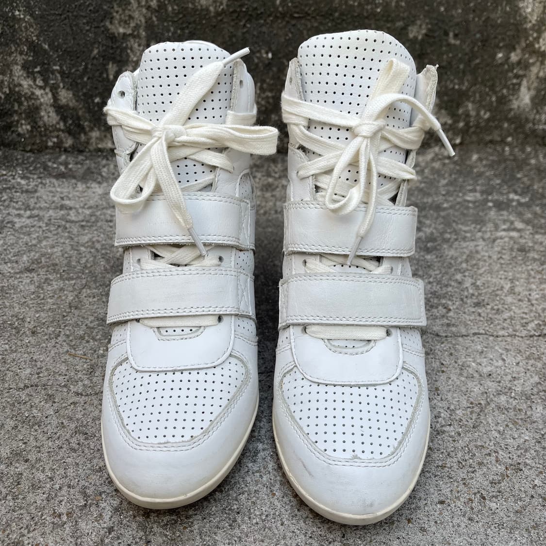 [37] ASH 화이트 레더 웨지힐 스니커즈 (240) 상품이미지2