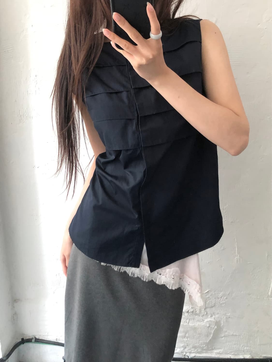 Jil Sander 질샌더 네이비 프릴 슬리브리스 상품이미지1