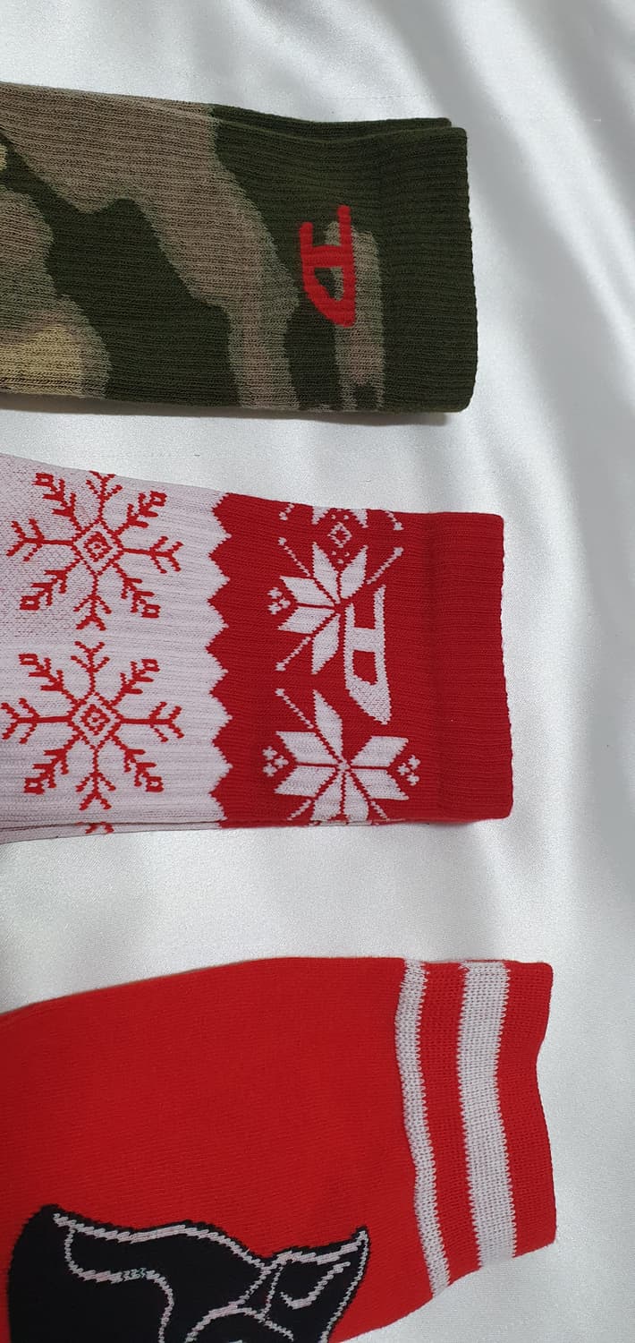 그린 블랙 레드 카모 스노우 눈꽂 불독 강아지 디젤 양말 상품이미지8