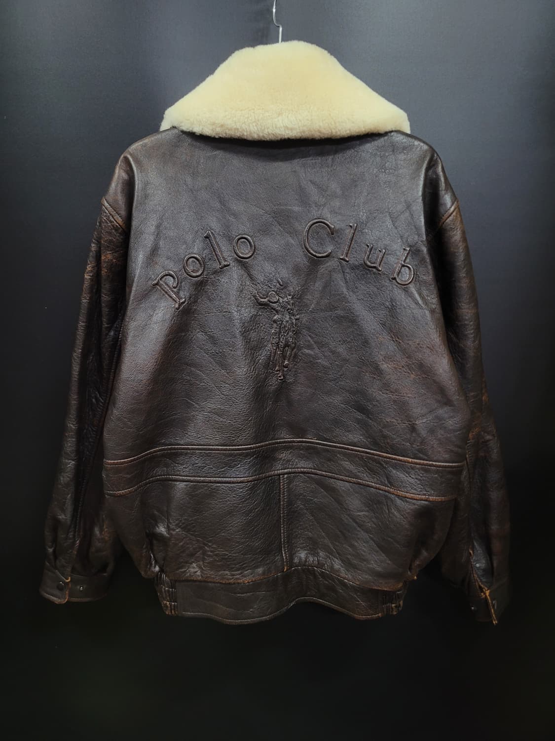 Vintage Polo Club Leather Bomber Jacket 상품이미지6