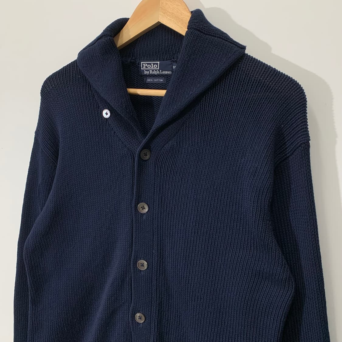 폴로 숄카라 네이비 코튼 가디건 상품이미지2