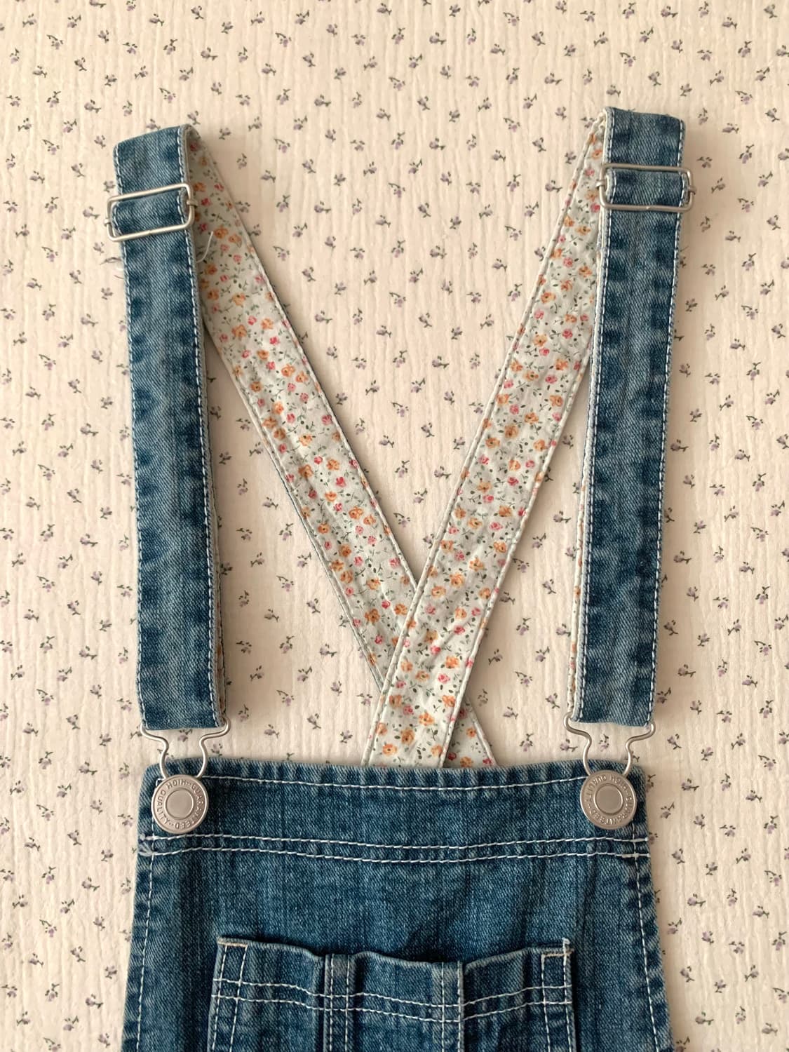 잔꽃 레이스 멜빵 반바지 상품이미지4