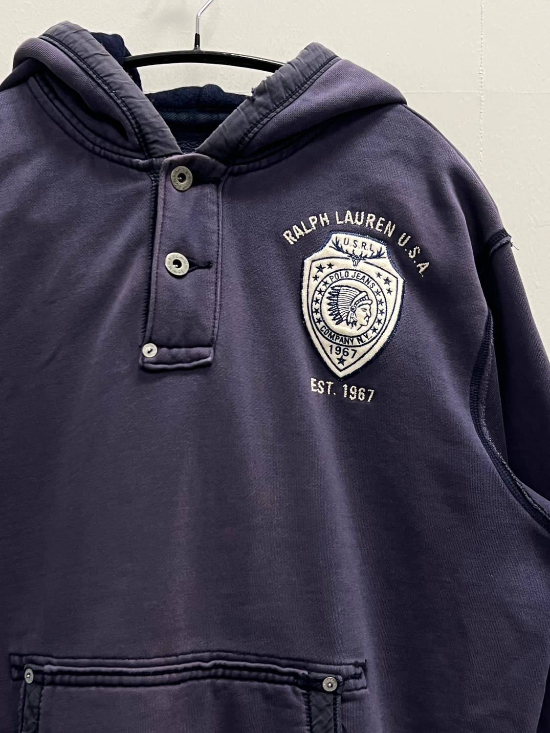 90s 폴로 랄프로렌 U.S RL 인디언 패치 두산 기모 후드티  상품이미지3