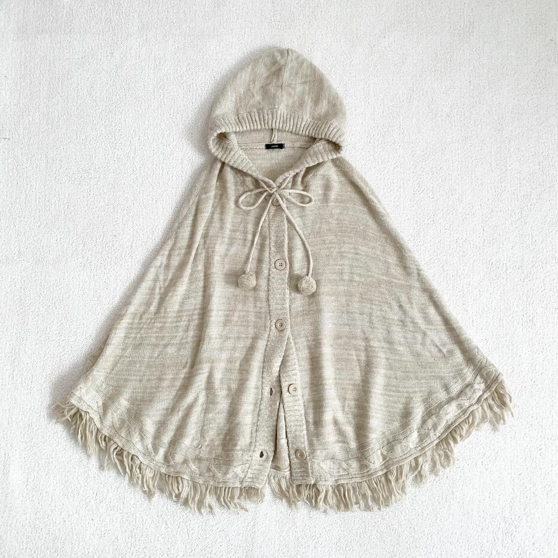 뮤트브라운 보카시 폼폼이 후드케이프 상품이미지1