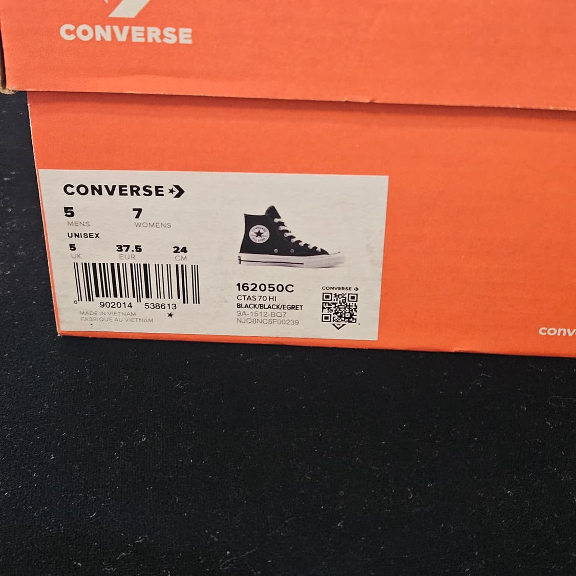 (새상품) 컨버스 척테일러 70 블랙 하이 240mm 상품이미지7