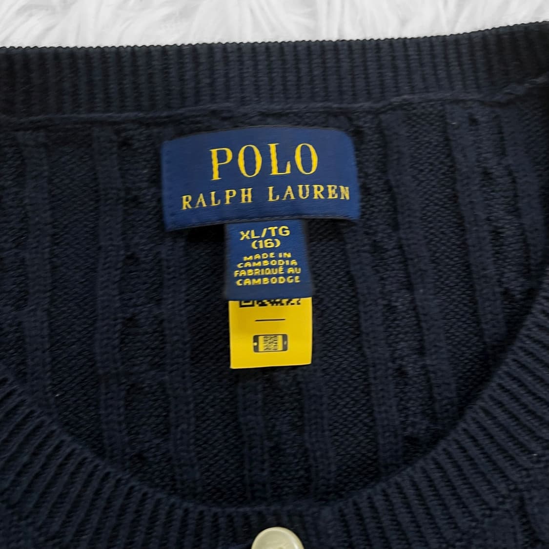 폴로 랄프로렌 포니 로고 케이블 라운드 가디건 네이비 상품이미지4