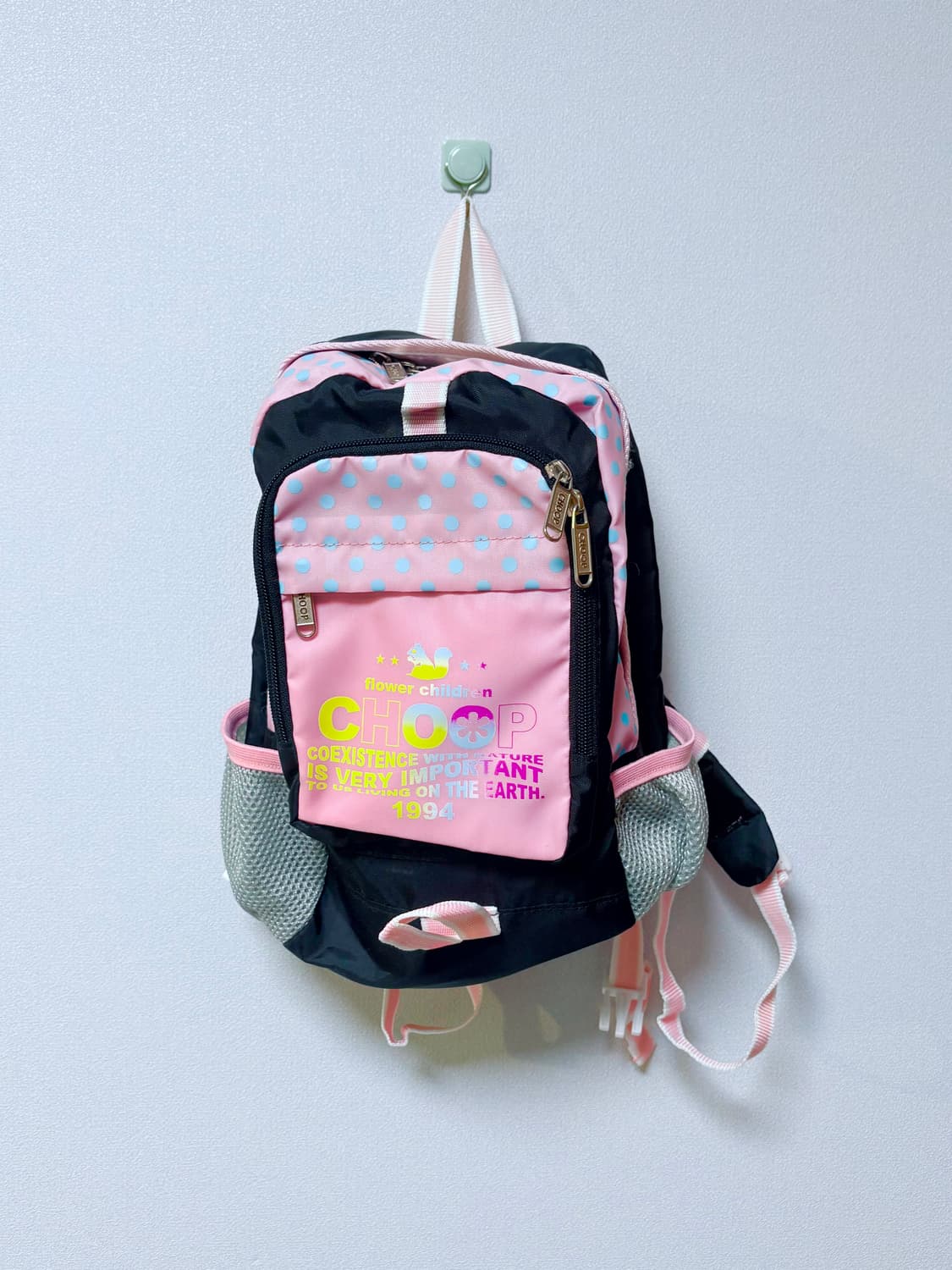 choop 일본 고전 빈티지 키즈백팩 도트 핑크 y2k 가방 체크 핀터깔 상품이미지1