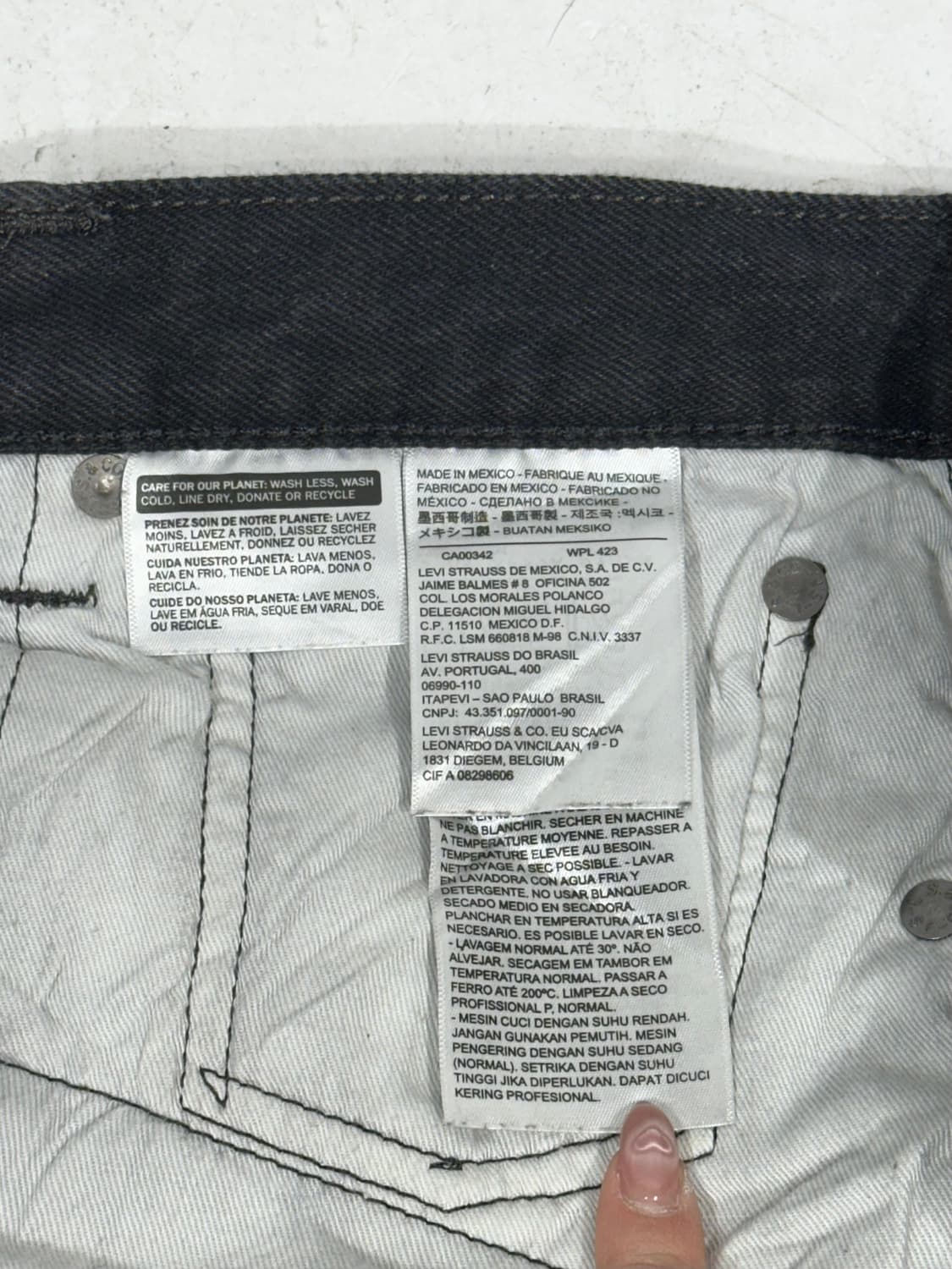 리바이스 501 흑청 와이드 데님 팬츠 34 상품이미지7