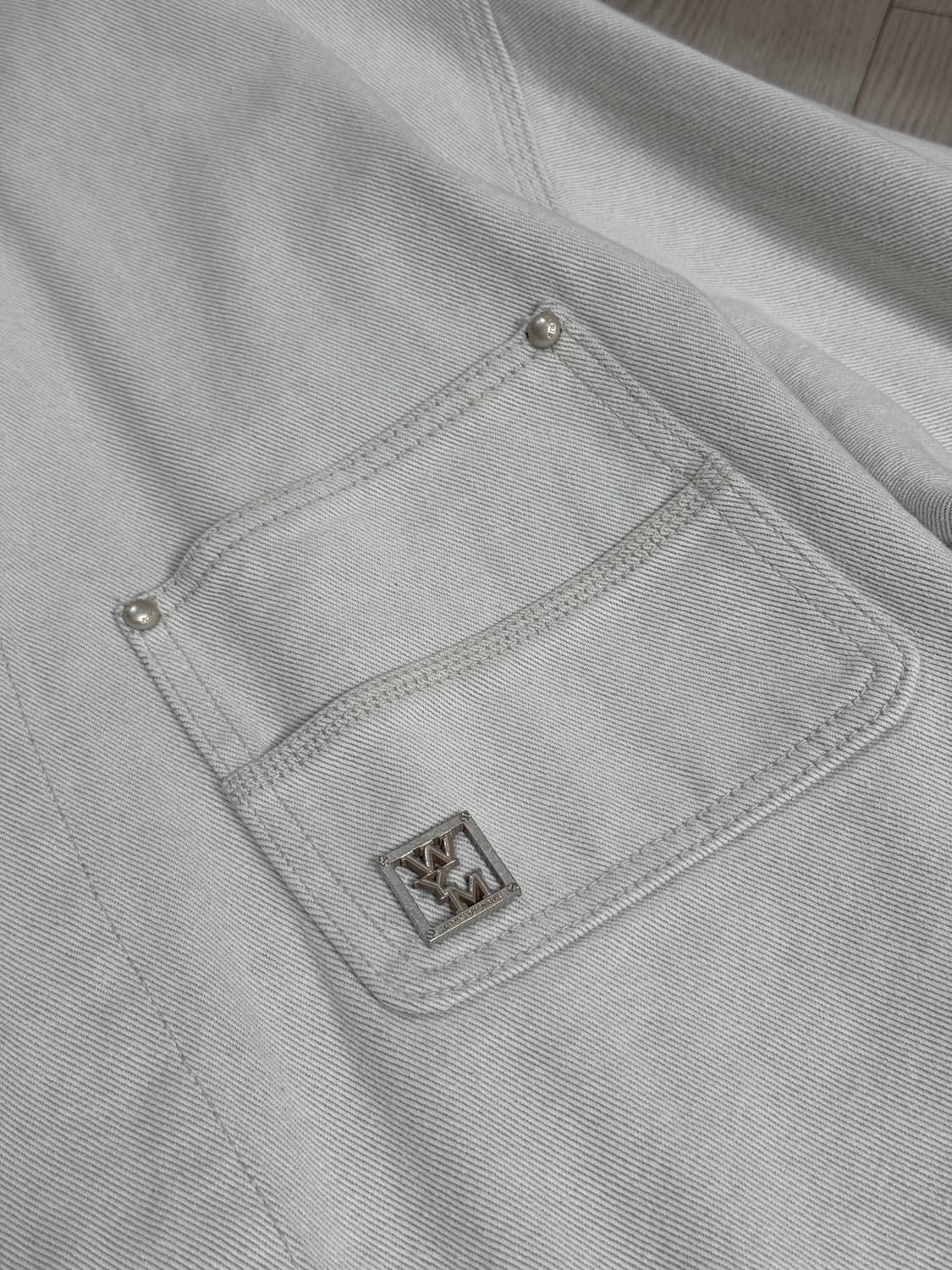 [50] 우영미 25ss 화이트 레더 칼라 데님 워크자켓 상품이미지4