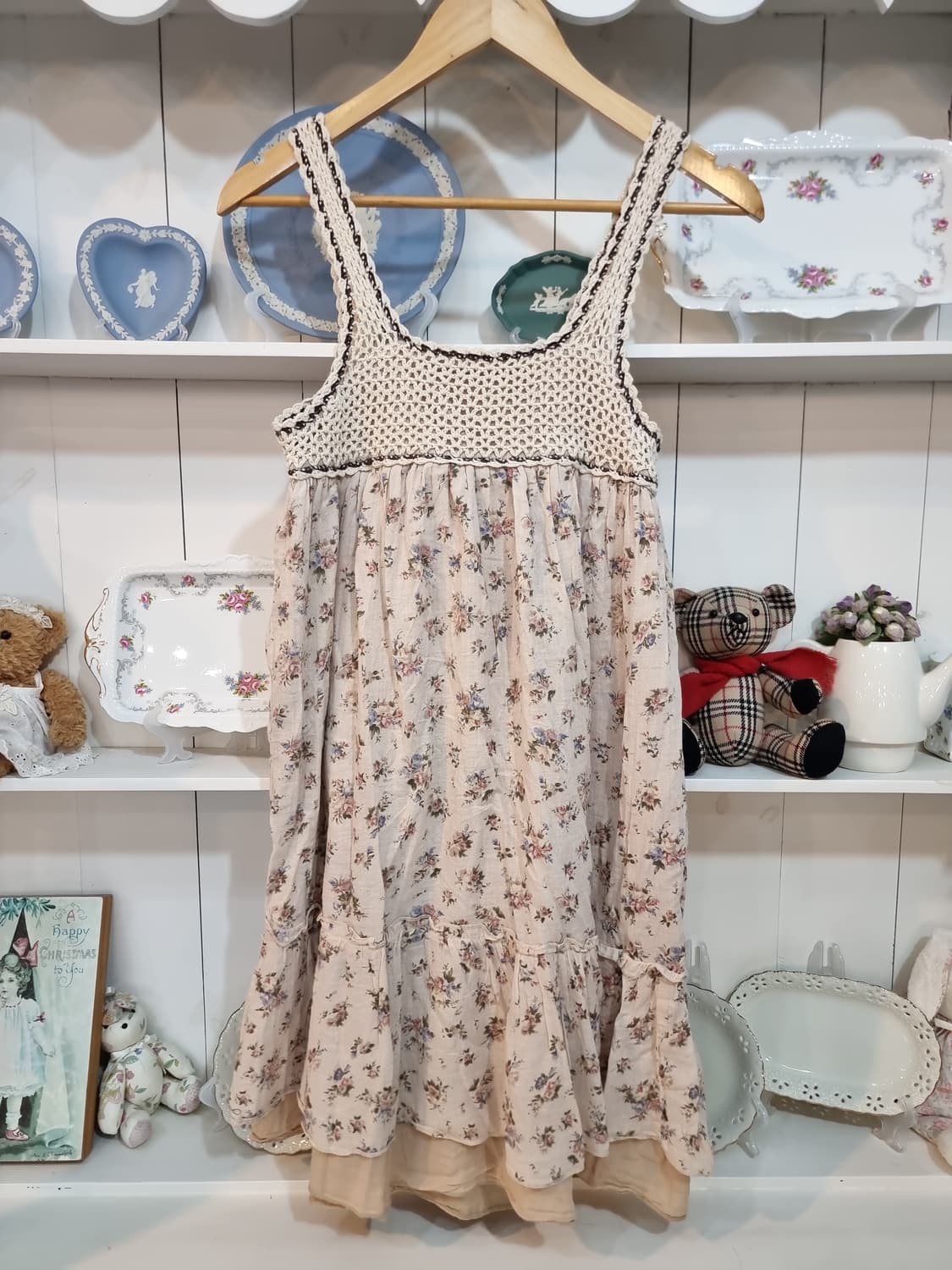 크로셰니트 뷔스티에 레이어드 플라워 원피스 상품이미지6