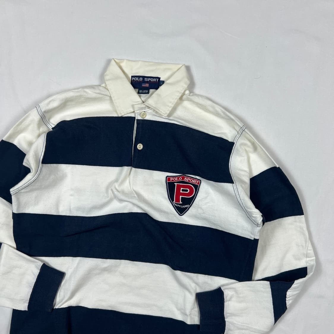 90’s 폴로스포츠 polo sport p 패치 로고 피케 럭비티 상품이미지2