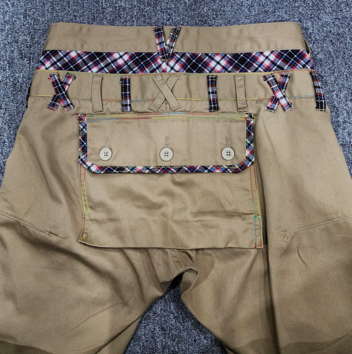 빈티지 재팬 체크 패턴 레이어드 치노 하프 팬츠 반바지 상품이미지5