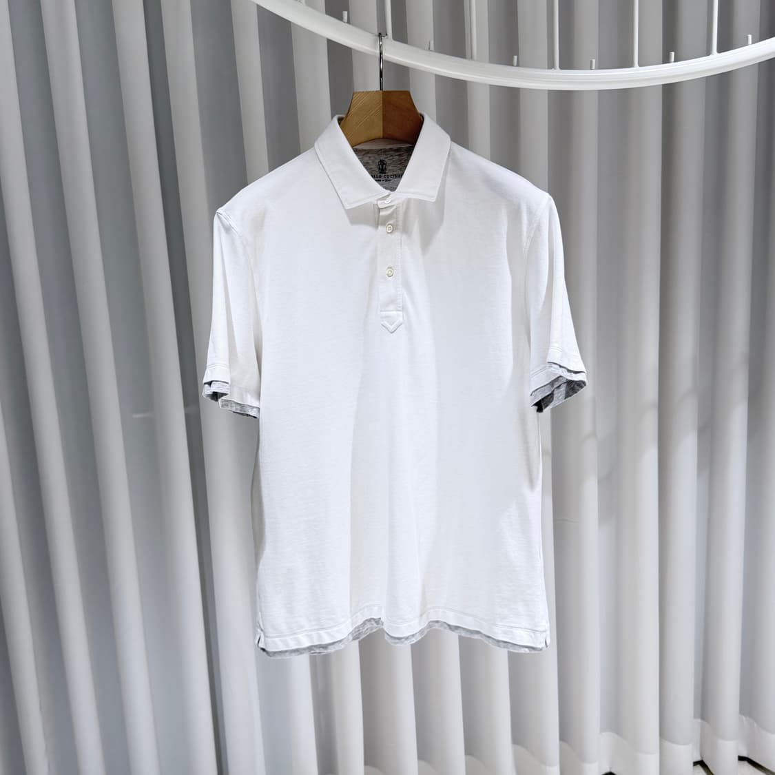 (A+/L) / 브루넬로 쿠치넬리 코튼 화이트 폴로 반팔 셔츠 상품이미지3