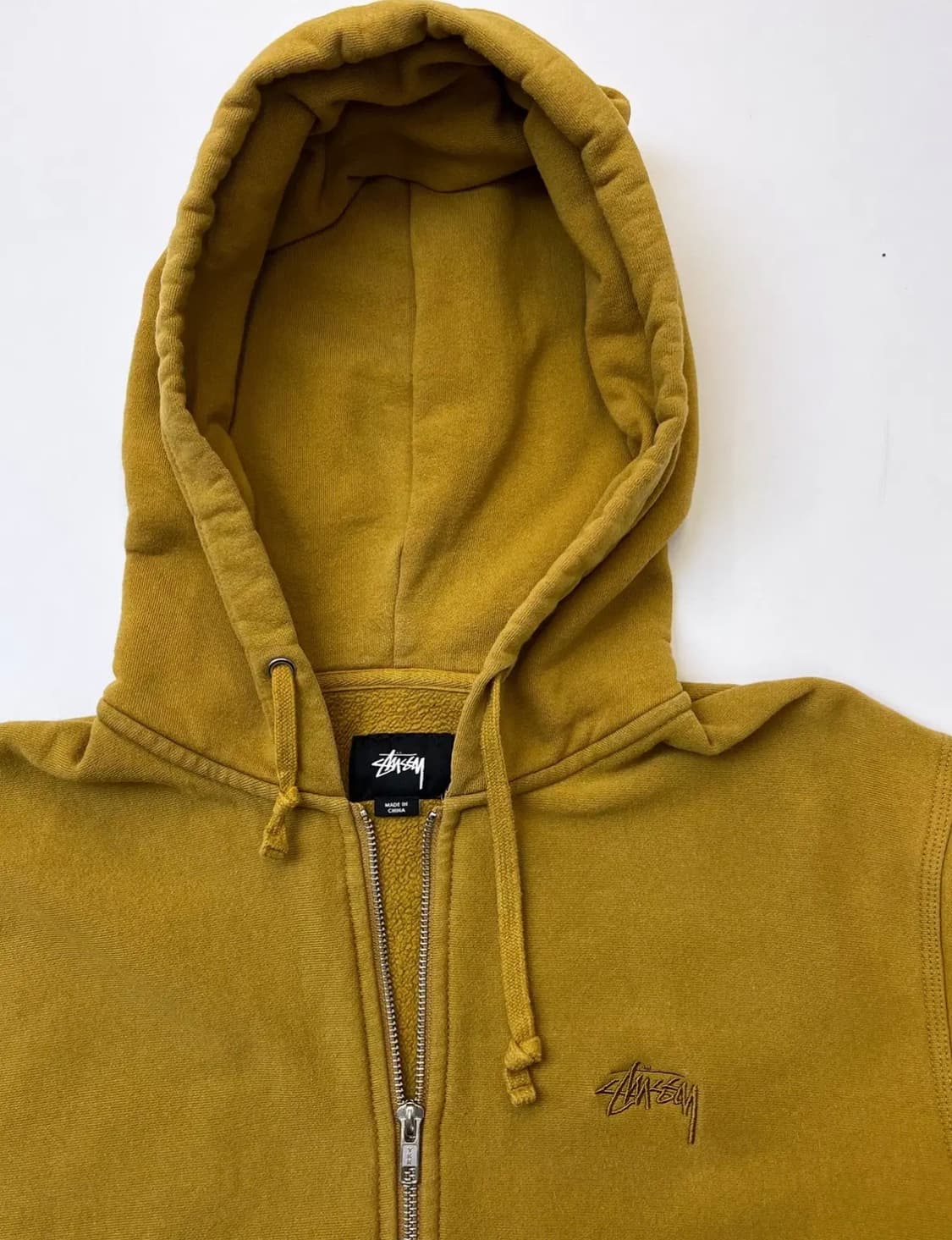 빈티지 스투시 베이직 스탁 로고 머스타드 후드집업 상품이미지3