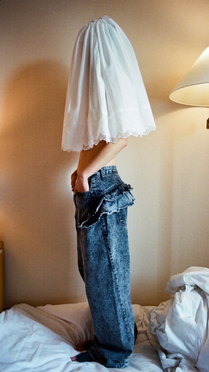 울리카상투스 프릴 흑청 데님 m 상품이미지2