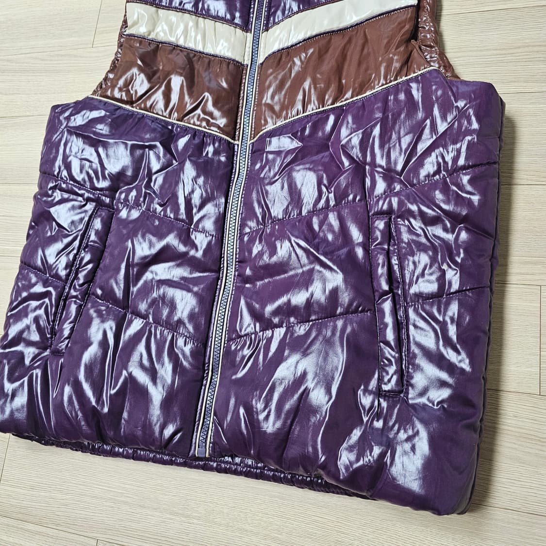 M 95 ) C.P.S 경량 패딩 베스트 조끼 재팬 빈티지. 퍼플 브라운 상품이미지5