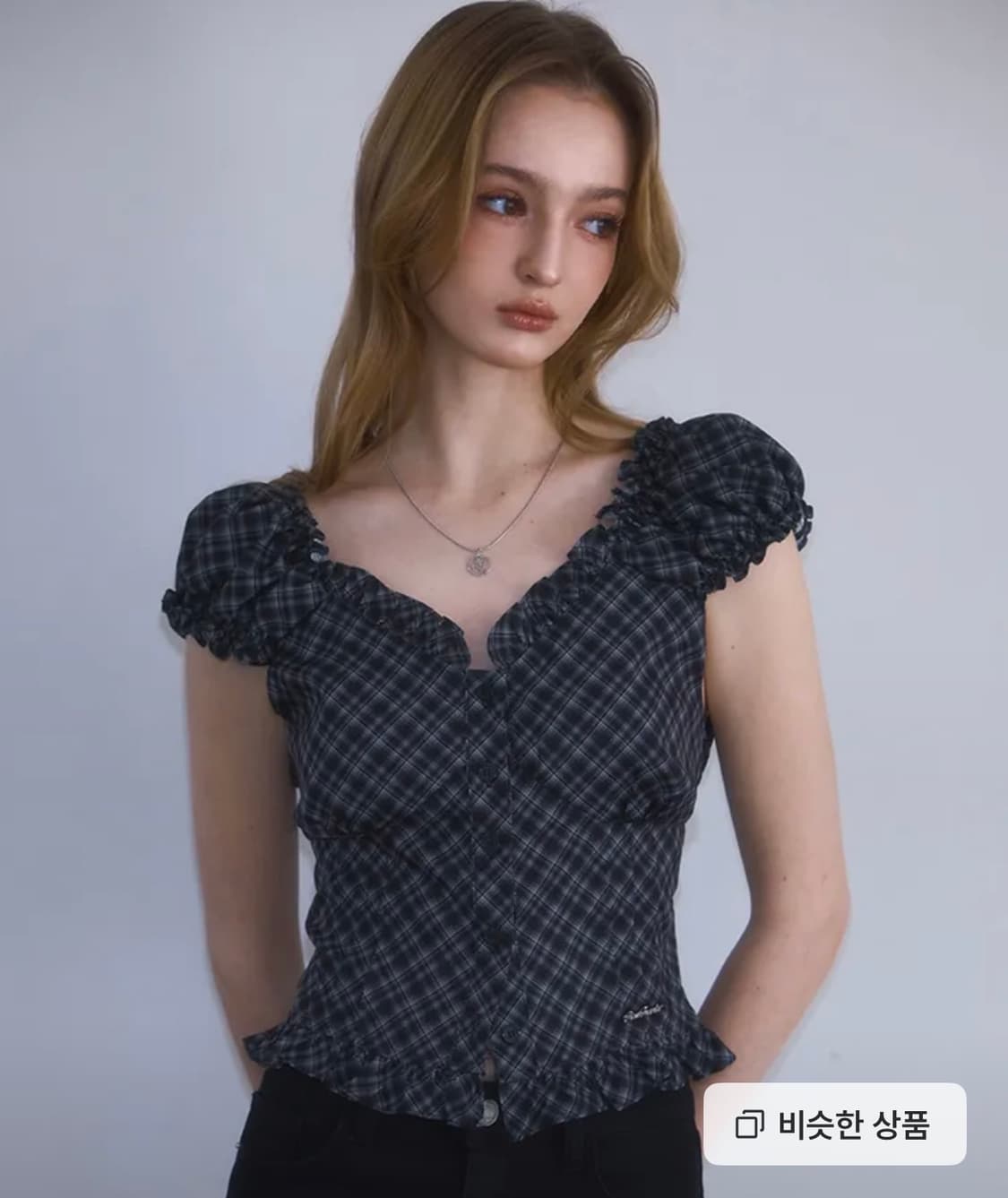 (미야오 안나 착용) 로제프란츠 프릴 셔링 블라우스 S 상품이미지2