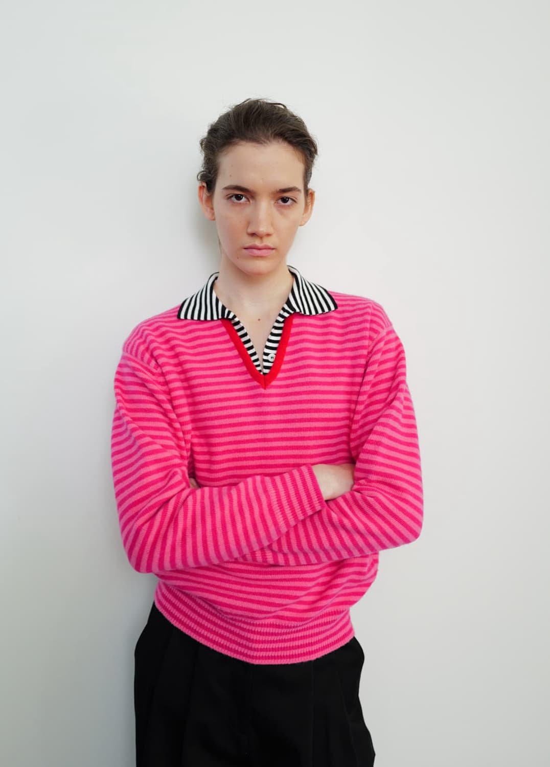 문달 risca 니트 핑크 스트라이프 상품이미지2