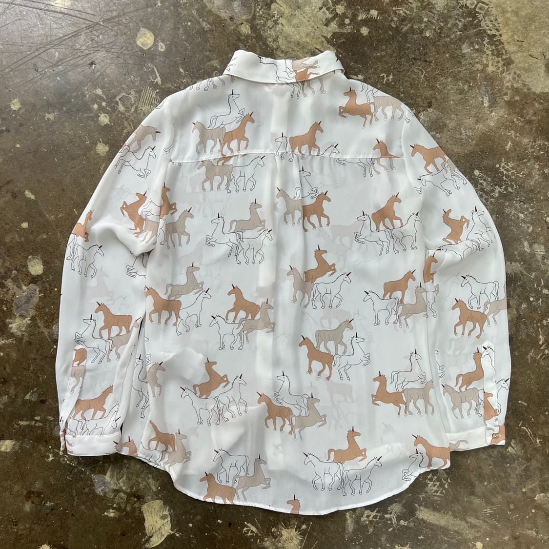 S) ZARA 자라 유니콘 쉬폰 블라우스 남방 셔츠 상품이미지4