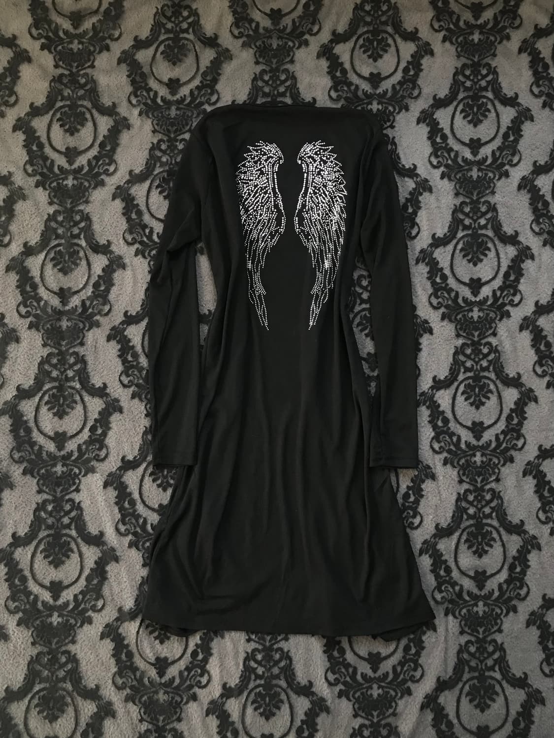 펑크 락시크 고딕 블랙 날개 스터드 롱가디건  상품이미지1