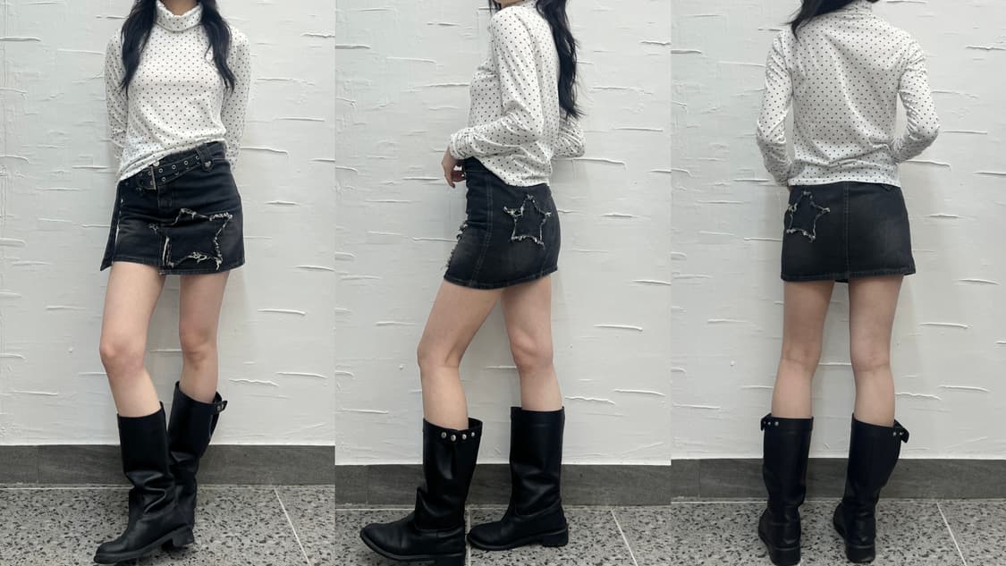 Black star dot polo top 상품이미지2