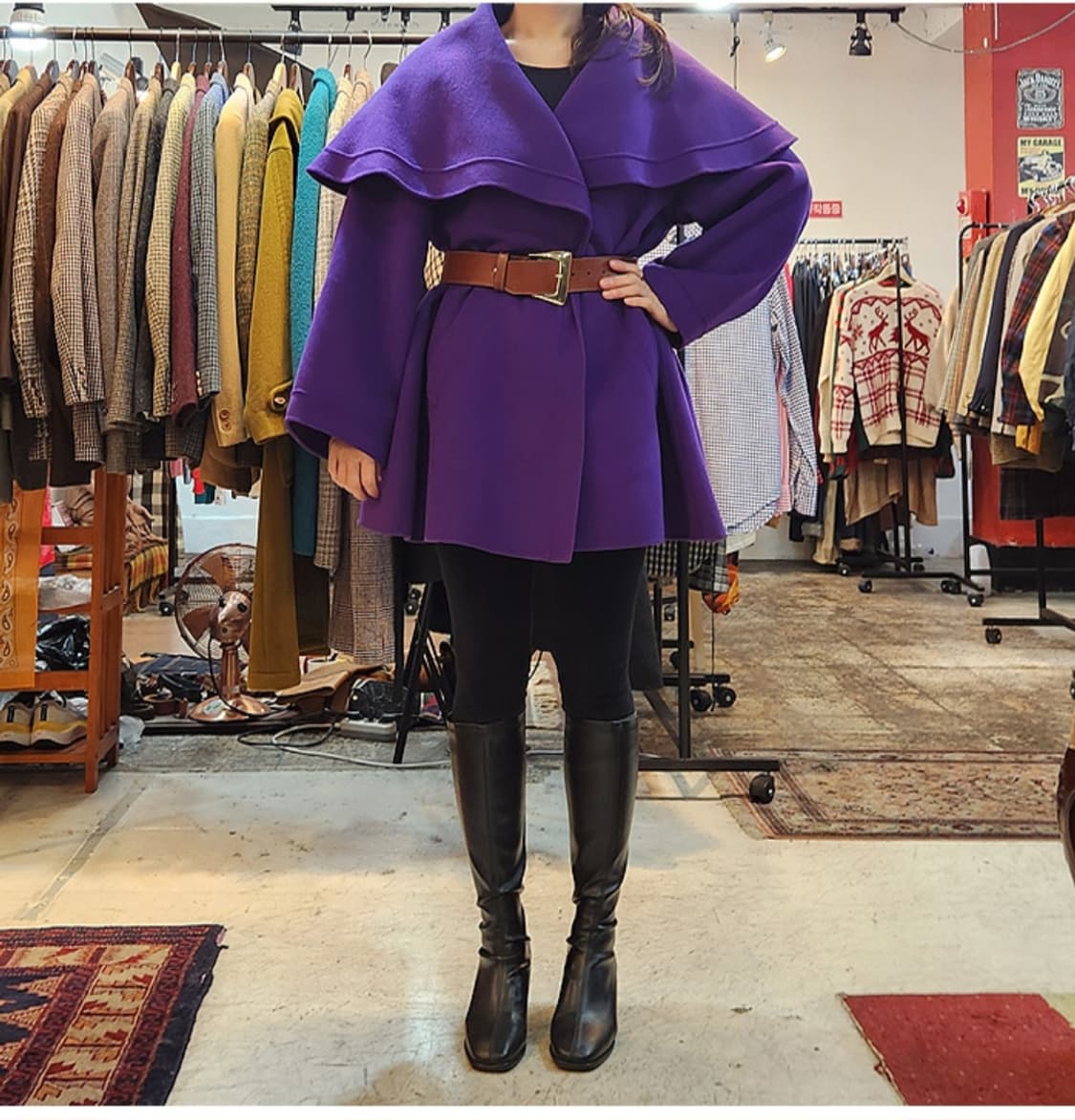 NINA RICCI 니나리치 바이올렛 울 빅 카라 오버핏 코트 상품이미지2