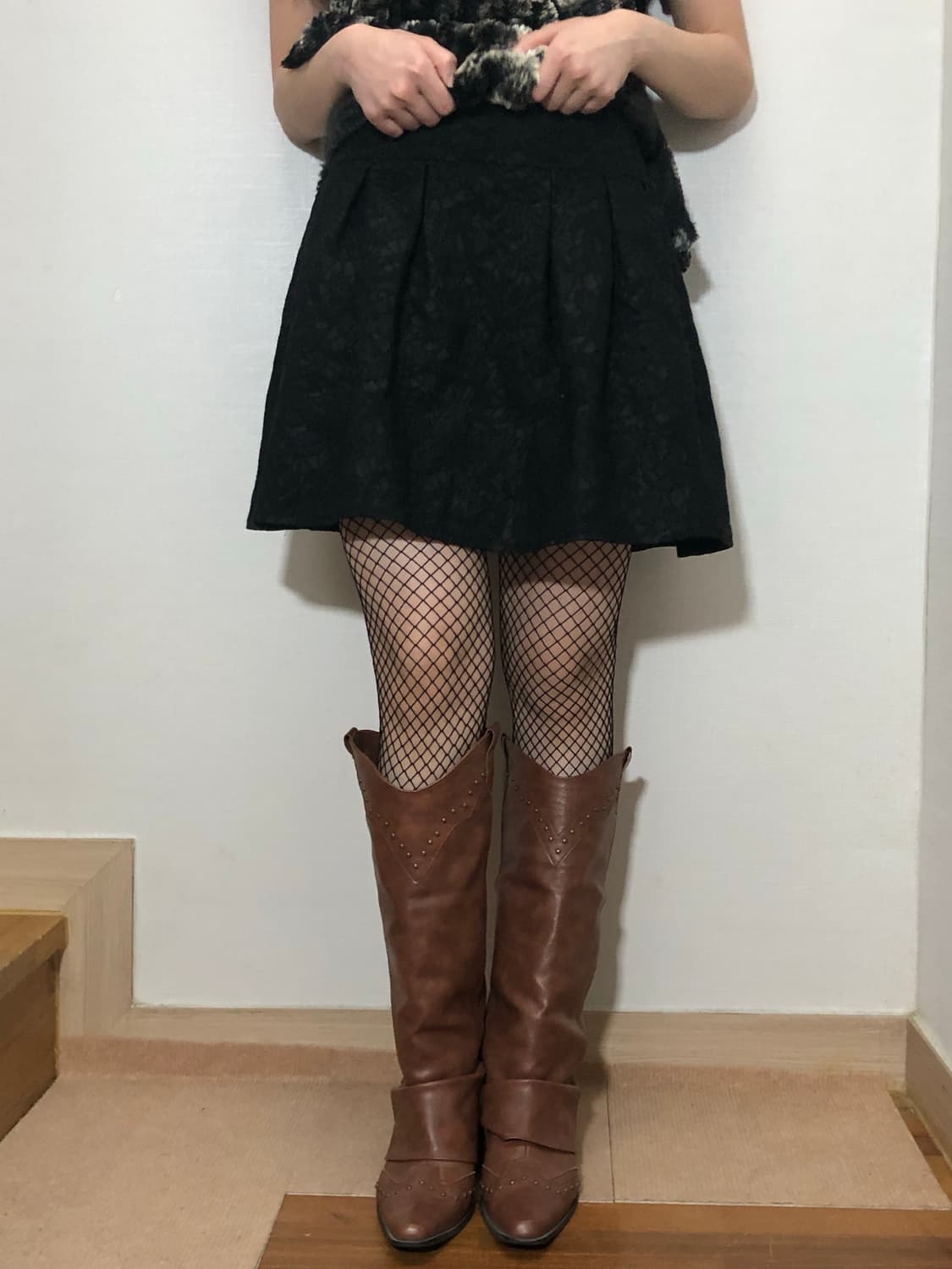 빈티지 블랙 레이스 패턴 미니 스커트 상품이미지6