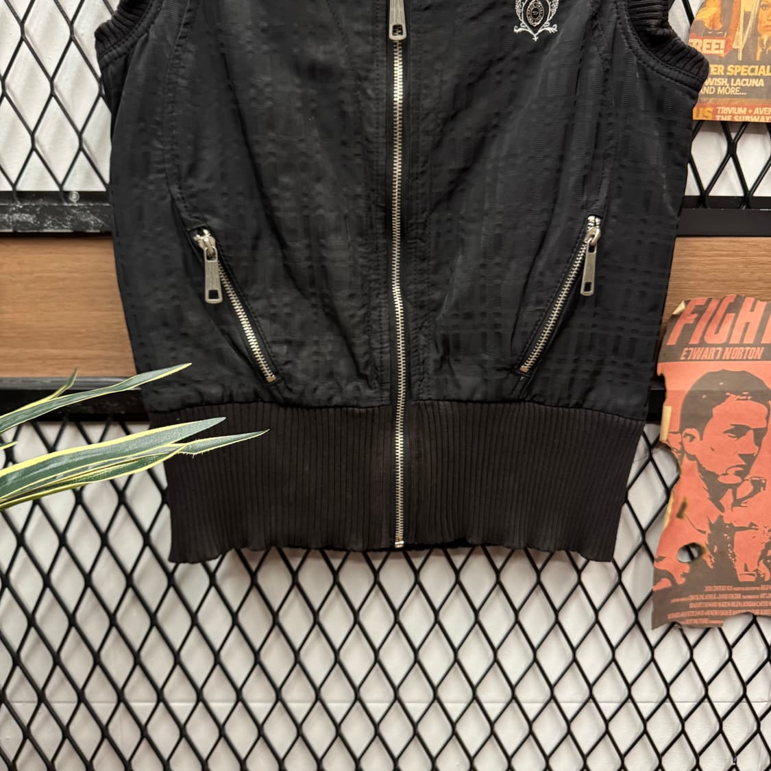 00s 디젤 집업 베스트 블랙 전면 자수 버튼 로고 상품이미지4