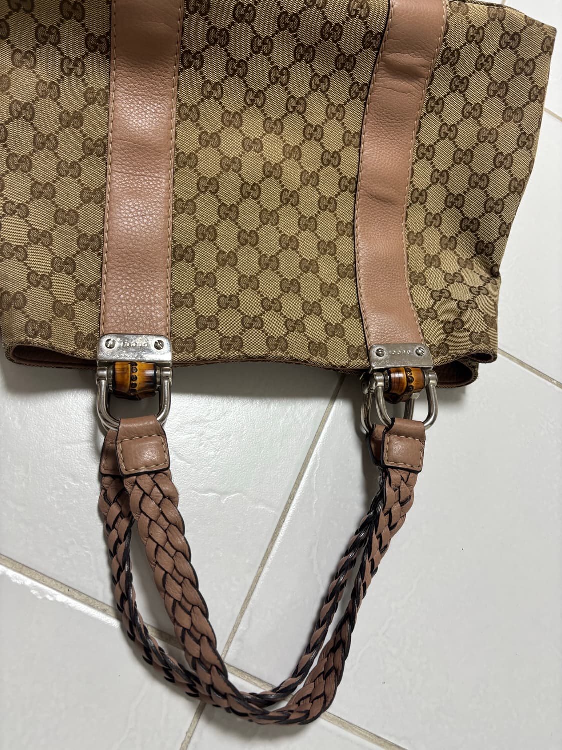 구찌 빈티지 GG 뱀부 리베치오 토트백 상품이미지4