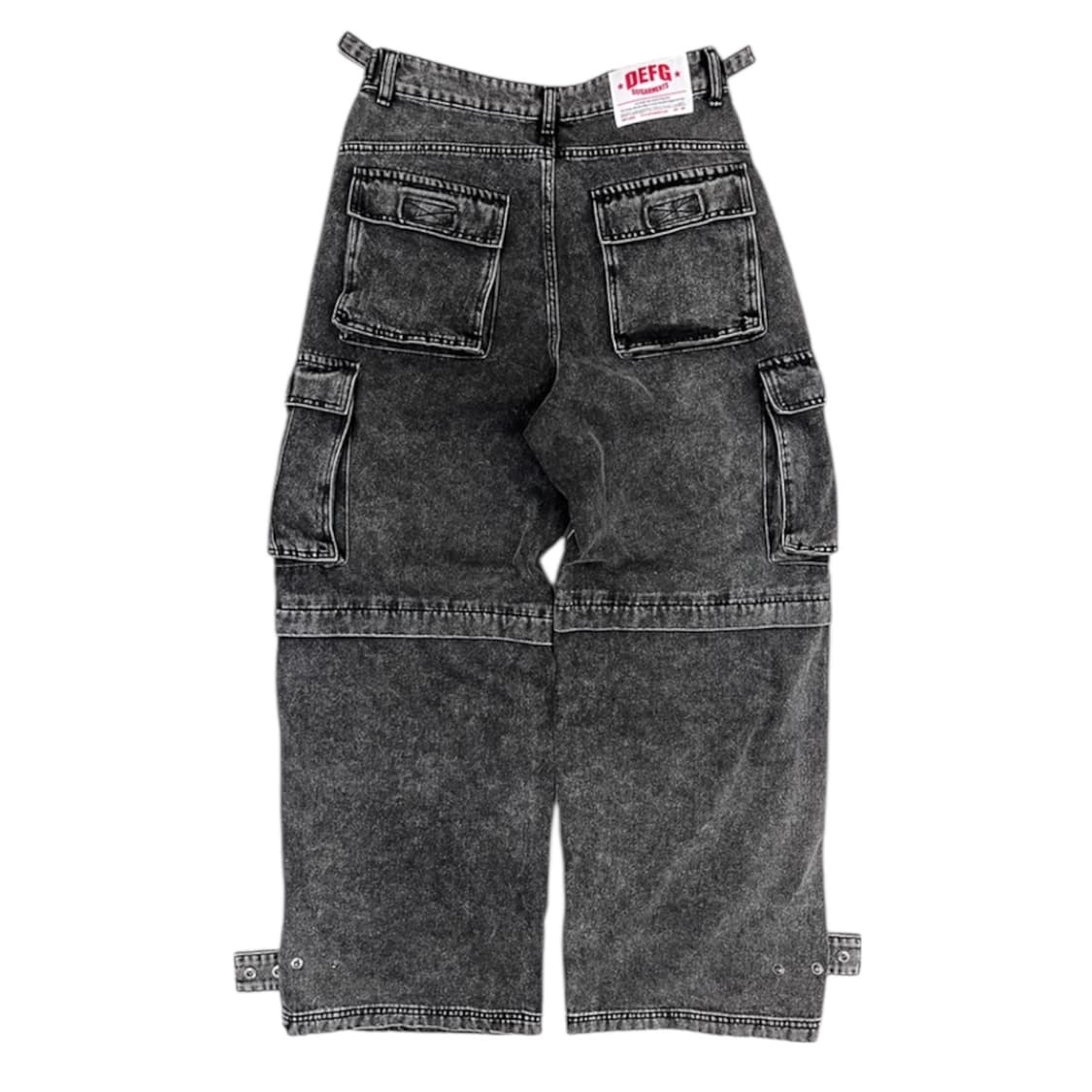 [DEFG]데프가먼츠 와이드 멀티 포켓 카고 블랙 워싱 데님 팬츠 2 상품이미지2