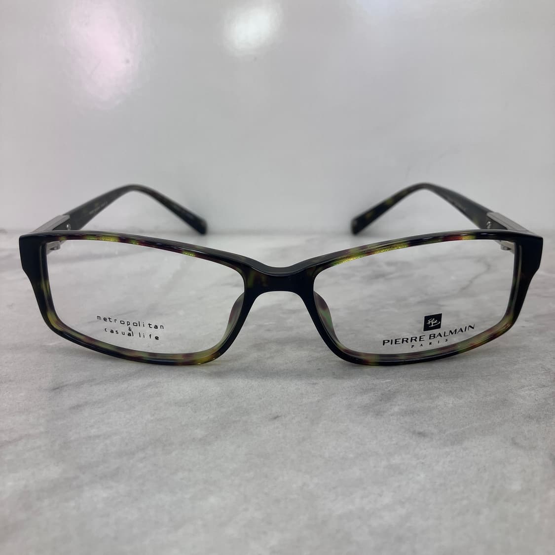 C98 피에르발망 Pierre Balmain 카키 패턴 스퀘어 뿔테 안경 상품이미지6