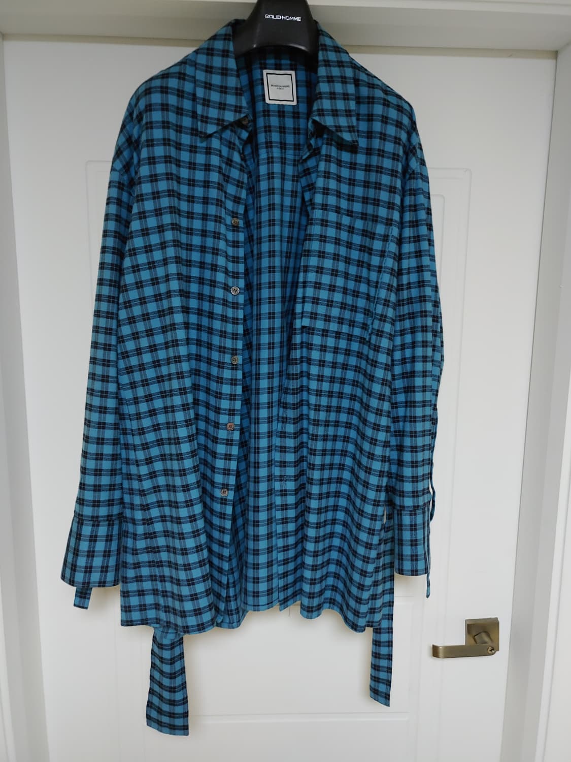 우영미 플란넬 블루체크 러프 셔츠 팝니다 상품이미지1