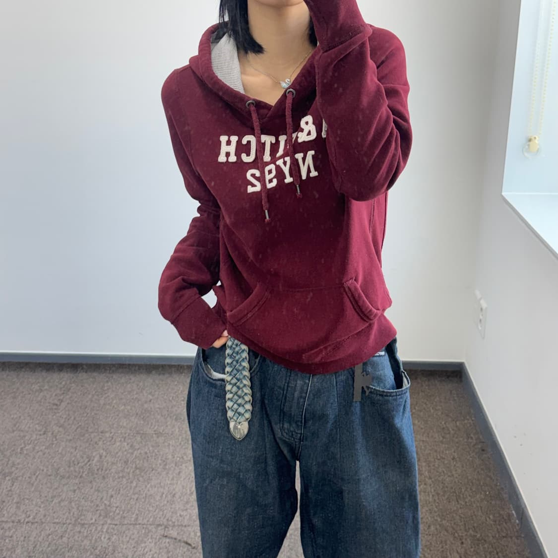 Abercrombie 아베크롬비 버건디 후드티 상품이미지1