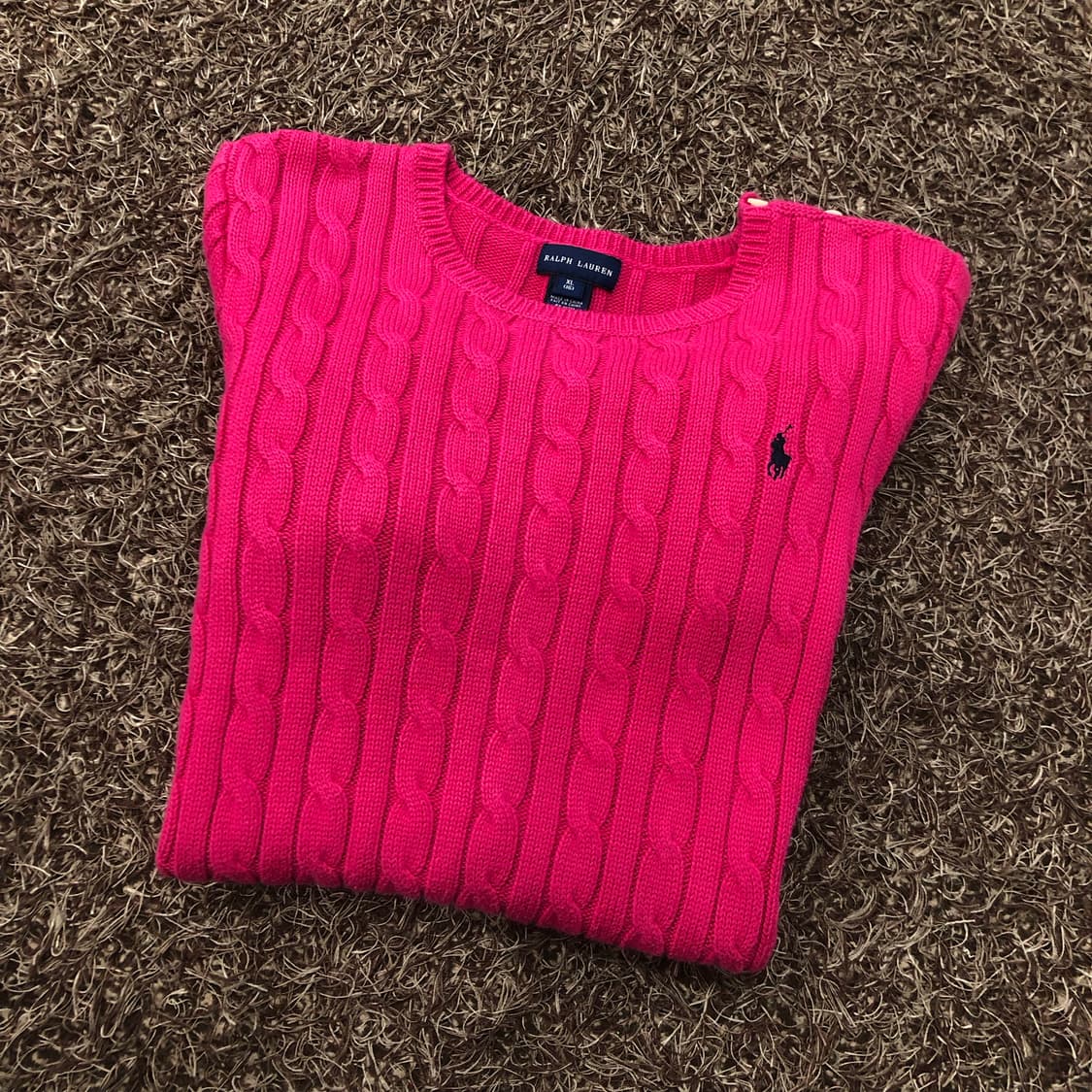 폴로 랄프로렌 걸스 핑크 케이블 니트 상품이미지1