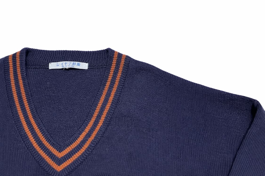 JPN 90s~00s 일본 빈티지 모리걸 프레피 브이넥 교복 니트 상품이미지3